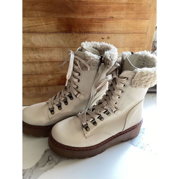 Circus By Sam Edelman Womens Sanders 2 Lace Up Boots Sz 8.5 Ivory - Picture 5 of 12
